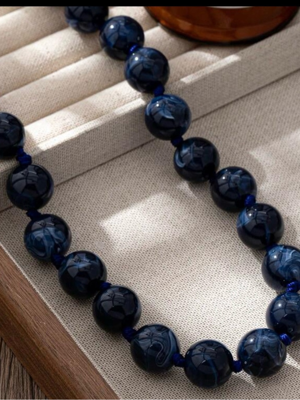 Classic Deep Navy Bead Necklace - Women Jewelry